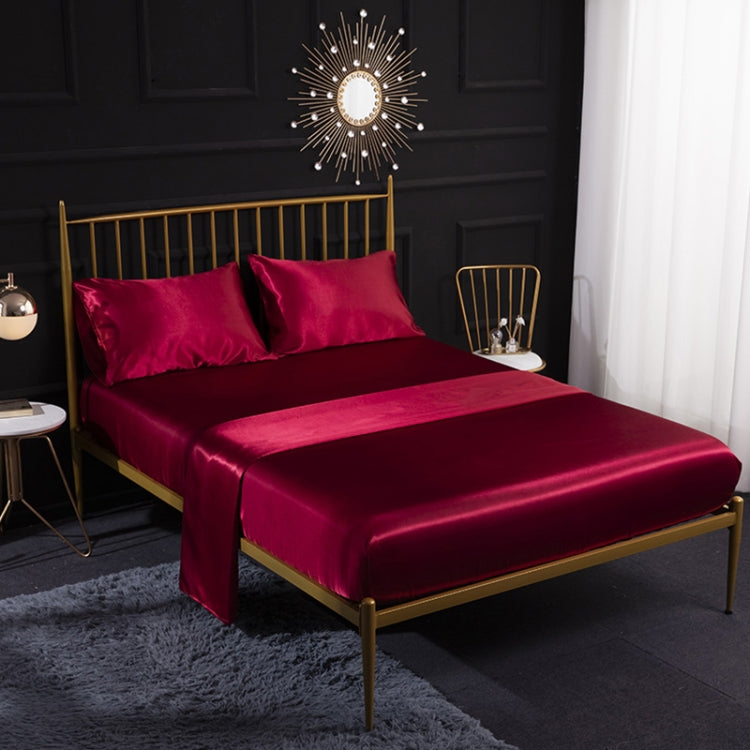 Home Ice Silk Simulation Silk Four-Piece Pillowcase Flat Sheet Fitted Sheet Set
