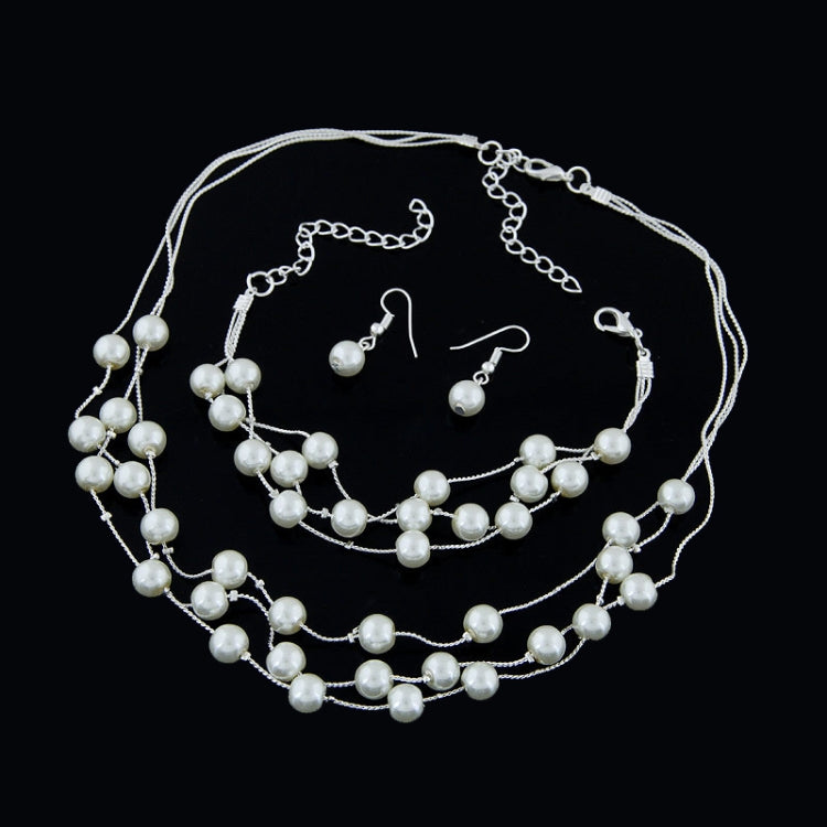 Pearl Multi-Layer Temperament Necklace Earring Bracelet set — view 7