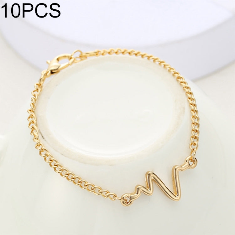 10 PCS Simple Personality Bileklik Ecg Figure Lightning Bracelet Couple Heartbeat Frequency Bracelet — view 5