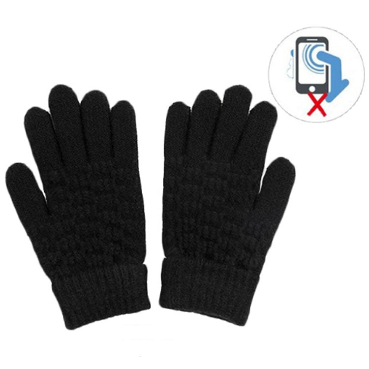 Winter Touch Screen Gloves Women Men Warm Stretch Knit Mittens Imitation Wool Thicken Full Finger Gloves — B-Grey