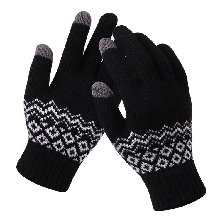 Winter Touch Screen Gloves Women Men Warm Stretch Knit Mittens Imitation Wool Thicken Full Finger Gloves — C-Yellow