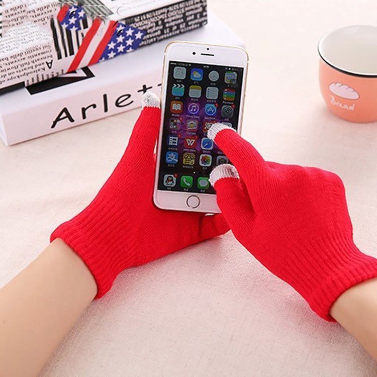 Winter Touch Screen Gloves Women Men Warm Stretch Knit Mittens Imitation Wool Thicken Full Finger Gloves — view 25