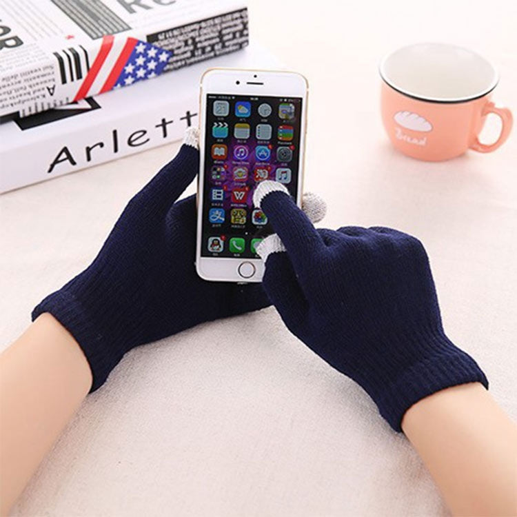 Winter Touch Screen Gloves Women Men Warm Stretch Knit Mittens Imitation Wool Thicken Full Finger Gloves — view 27