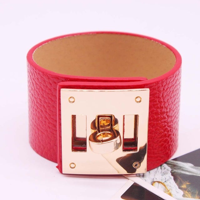 Punk Wide Leather Bracelets Bangles for Women Cuff Bracelet — view 6