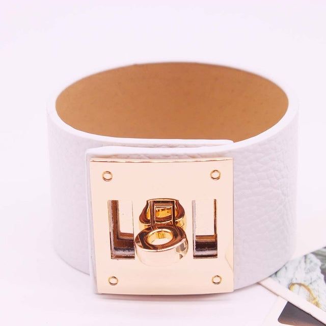 Punk Wide Leather Bracelets Bangles for Women Cuff Bracelet — view 7