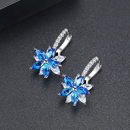 Cute Romantic Lovely Clear Stone Flower Shape Convenient Simple Stud Copper Cubic Zirconia Earrings