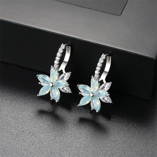Cute Romantic Lovely Clear Stone Flower Shape Convenient Simple Stud Copper Cubic Zirconia Earrings — view 10