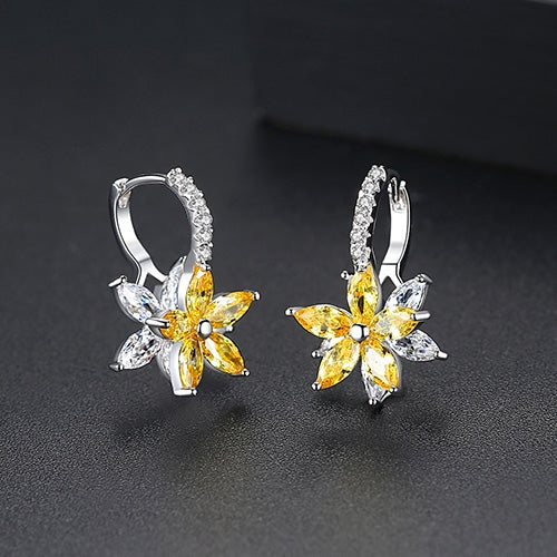 Cute Romantic Lovely Clear Stone Flower Shape Convenient Simple Stud Copper Cubic Zirconia Earrings — view 12