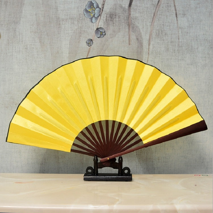 Pure Color Blank Silk Cloth Folding Fan Chinese Style Calligraphy Painting Fan — Black