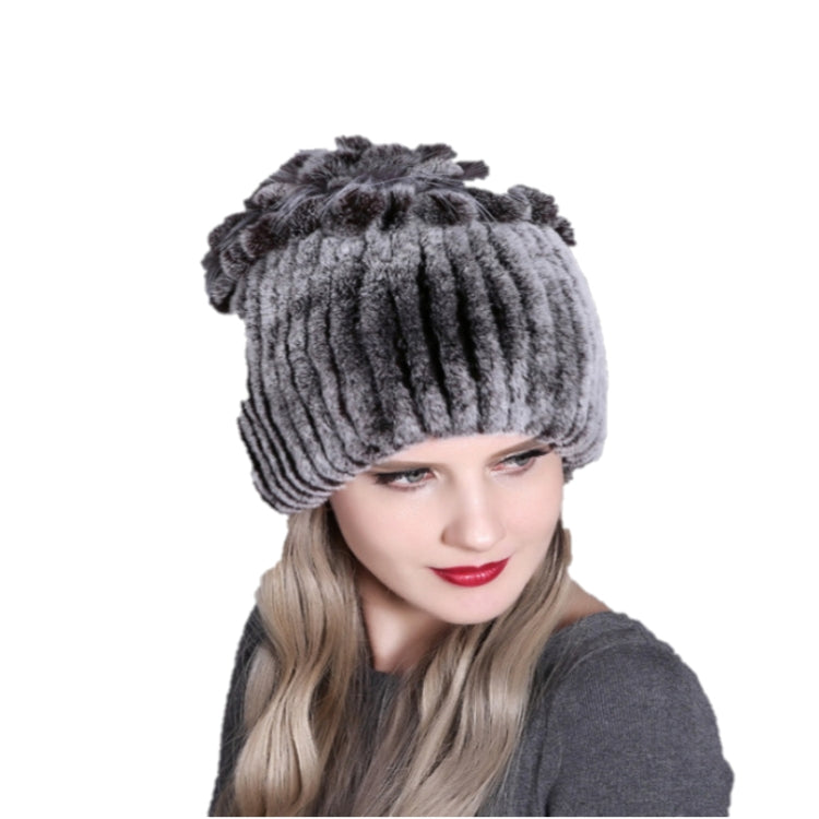 Rex Rabbit Fur Woven Female Models Leather Warm Thickening Colorful Knit Hat