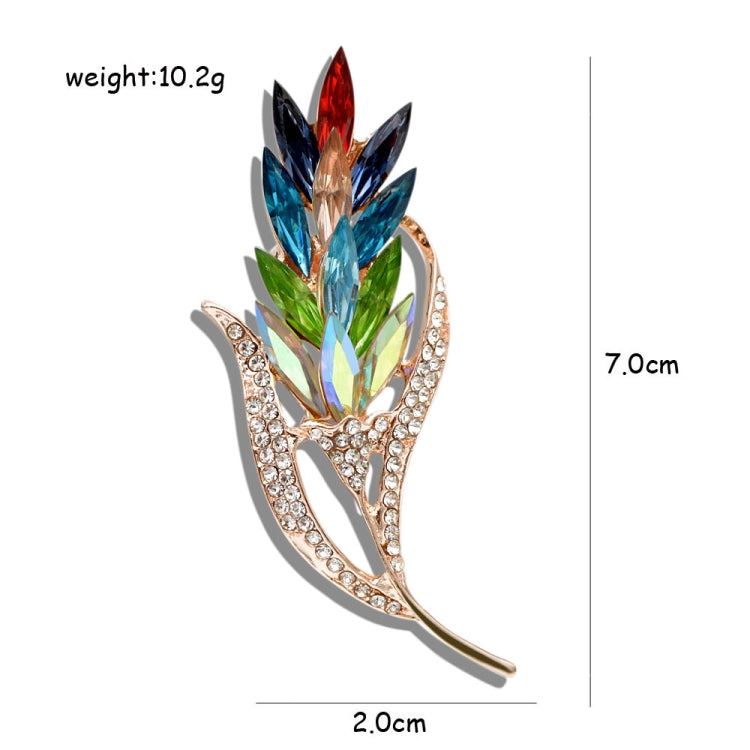 2 PCS Multi-color Crystal Wheat Brooches Women Rhinestone Brooch Pin Fashion Flower Style Jewelry Coat Dress Corsage