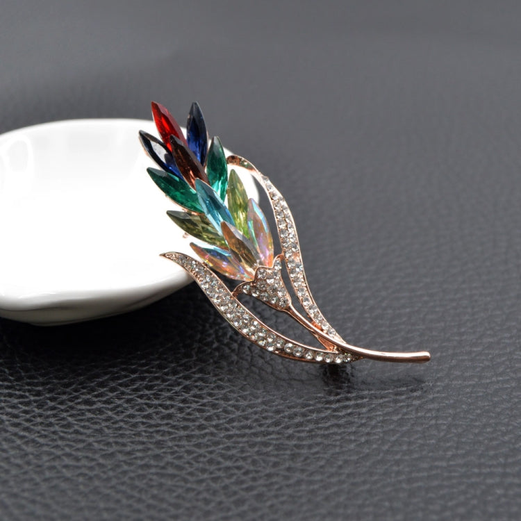 2 PCS Multi-color Crystal Wheat Brooches Women Rhinestone Brooch Pin Fashion Flower Style Jewelry Coat Dress Corsage