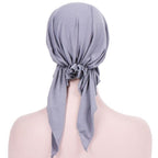 Curved Two Tail Wrap Cap Turban Hat — Navy