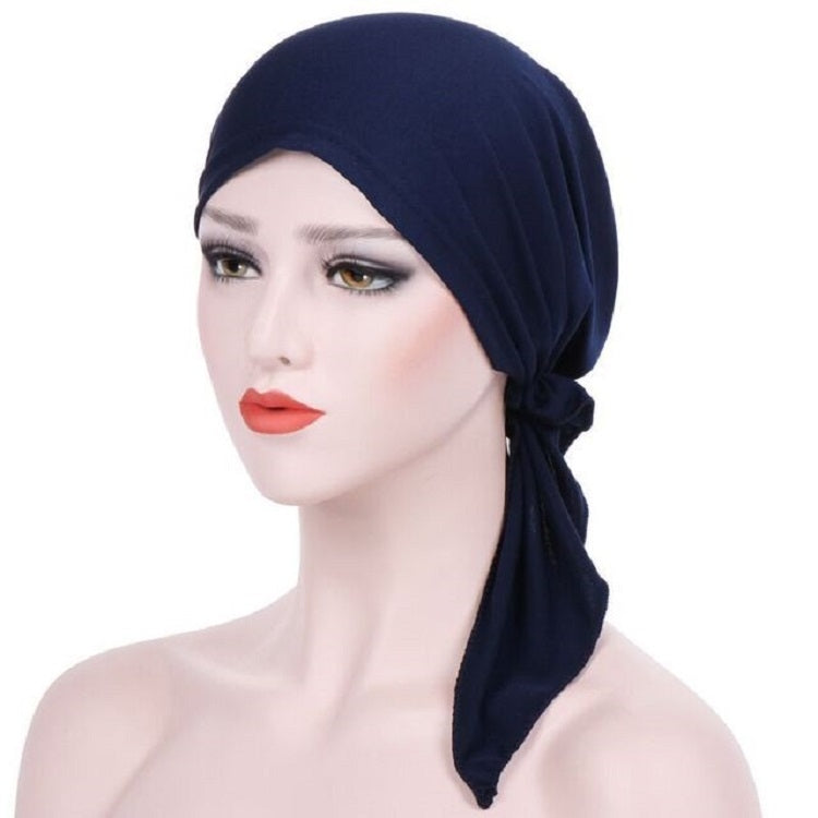 Curved Two Tail Wrap Cap Turban Hat — Rose Red