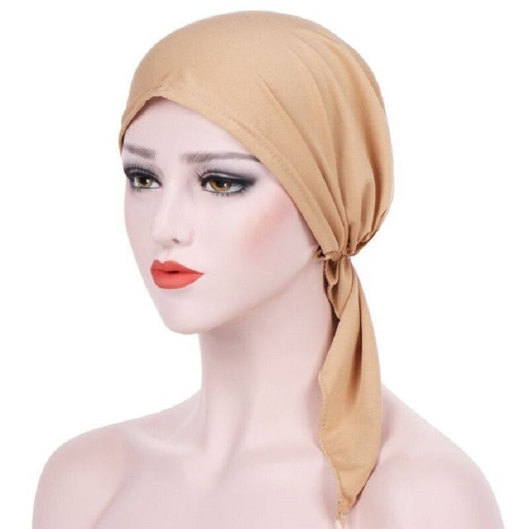 Curved Two Tail Wrap Cap Turban Hat — Gray