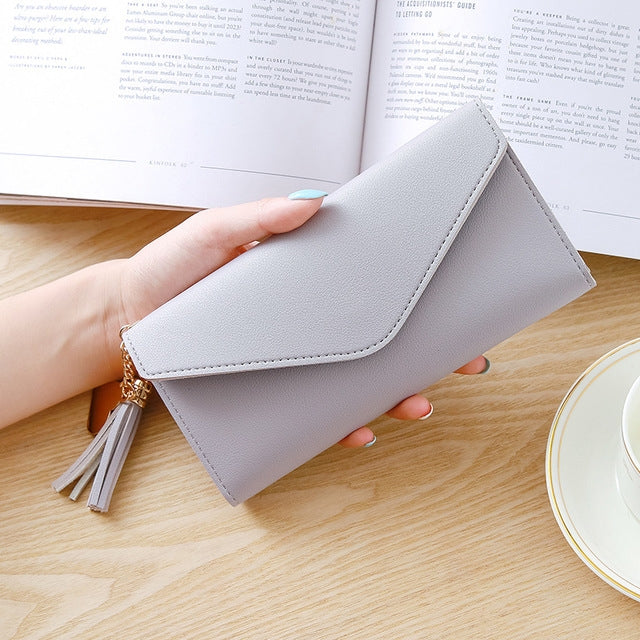 Simple Zipper Purses Long Section Clutch Wallet Soft PU Leather Money Bag — view 14