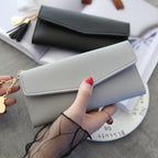 Simple Zipper Purses Long Section Clutch Wallet Soft PU Leather Money Bag — view 4