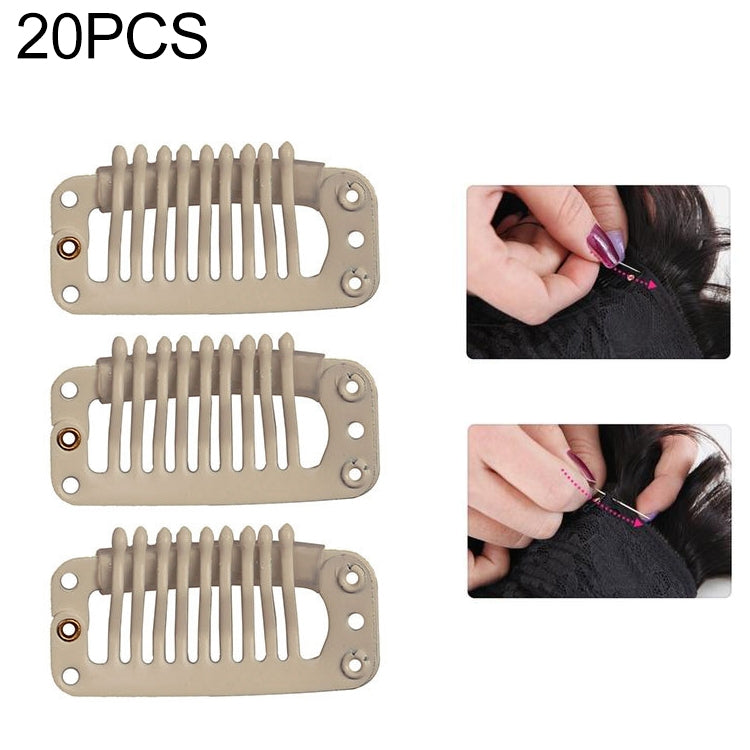 20 PCS 32mm 9-teeth Hair Extension Clips Snap Metal Clips With Silicone Back — view 6