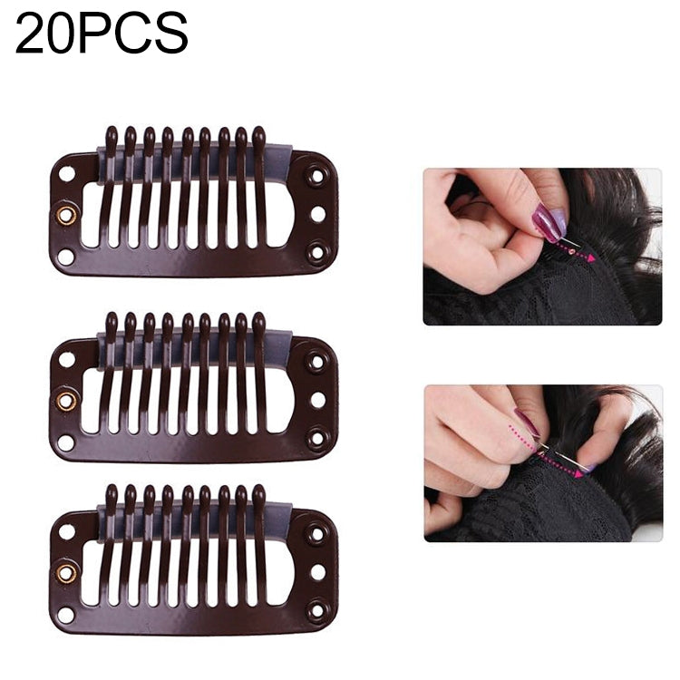 20 PCS 32mm 9-teeth Hair Extension Clips Snap Metal Clips With Silicone Back — view 7
