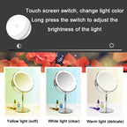 Desktop Double-SidedRound LED Luminous Makeup Mirror Liftable Magnifying Mirror