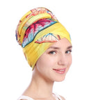 Floral Turban Hat Cotton Back Plate Hair Wrap Cap