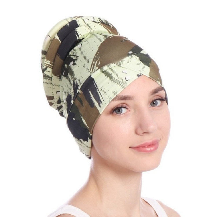Floral Turban Hat Cotton Back Plate Hair Wrap Cap — view 12