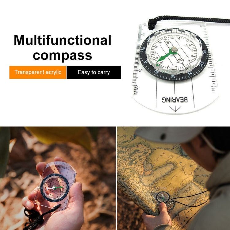 Professional Mini Compass Map Scale Ruler Multifunctional Equipment Outdoor Hiking Camping Survival