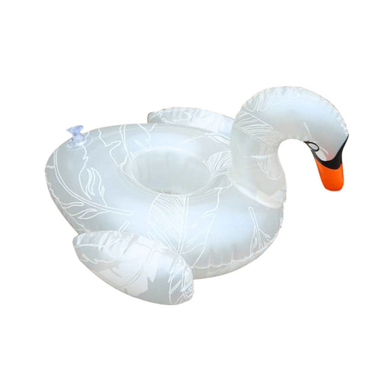 Shape Thickened Environmentally Friendly PVC Inflatable Coasters Floating Water Drink Cup Holder, Patterned White Swan