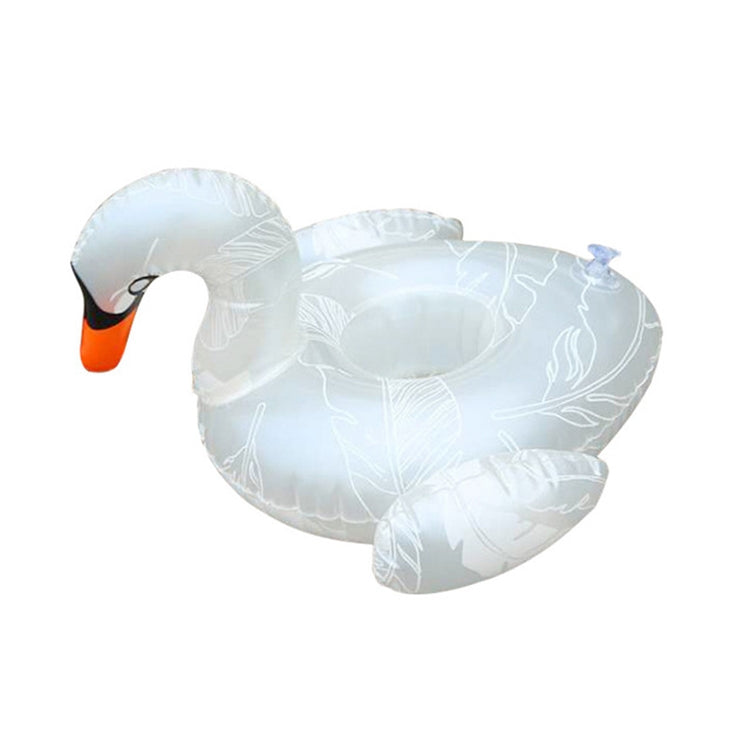 Shape Thickened Environmentally Friendly PVC Inflatable Coasters Floating Water Drink Cup Holder, Patterned White Swan
