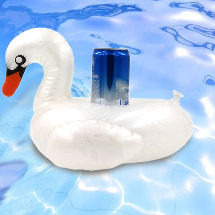 Shape Thickened Environmentally Friendly PVC Inflatable Coasters Floating Water Drink Cup Holder, Patterned White Swan