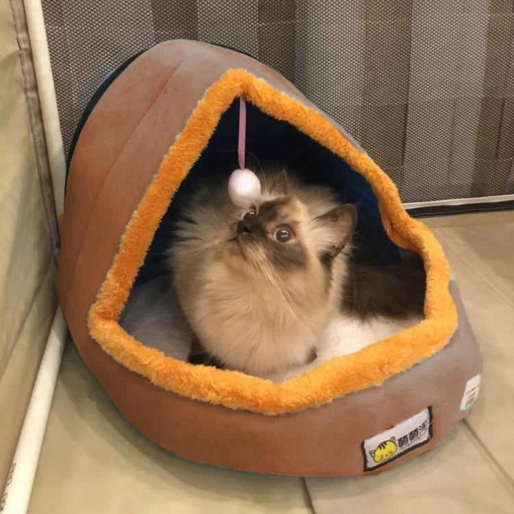 Pet Dog Cat Warm Soft Bed Pet Cushion Dog Kennel Cat Castle Foldable Puppy House with Toy Ball — view 10