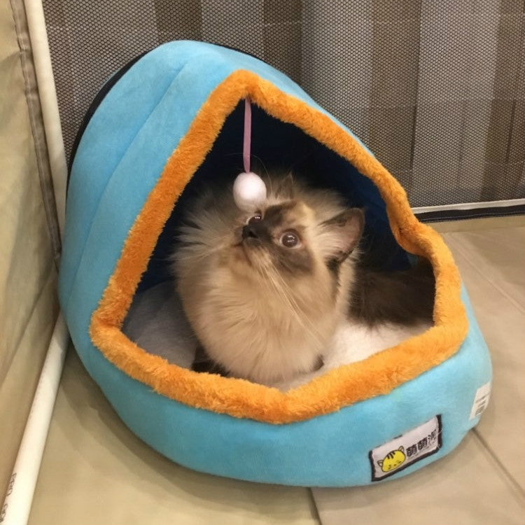 Pet Dog Cat Warm Soft Bed Pet Cushion Dog Kennel Cat Castle Foldable Puppy House with Toy Ball — view 12
