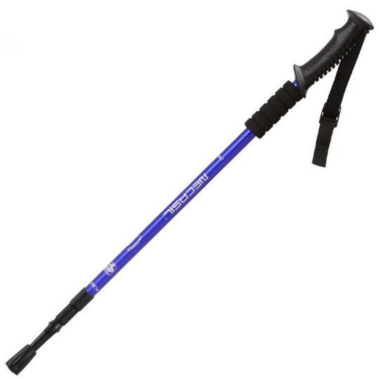 NECASIL Three-section Aluminum Alloy Straight Handle Retractable Trekking Trekking Pole, Three-section (Black), Three-section (Red), Three-section (Blue), Three-section (Silver) — Three-section (Red)