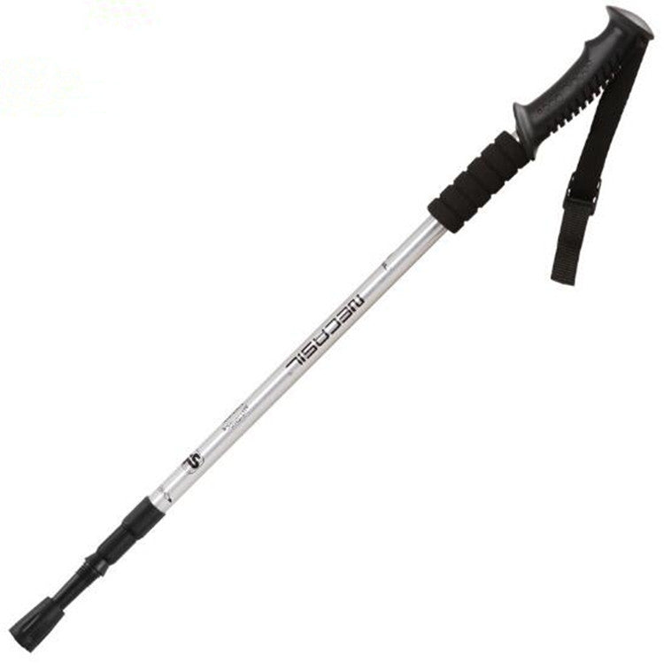 NECASIL Three-section Aluminum Alloy Straight Handle Retractable Trekking Trekking Pole, Three-section (Black), Three-section (Red), Three-section (Blue), Three-section (Silver) — Three-section (Blue)