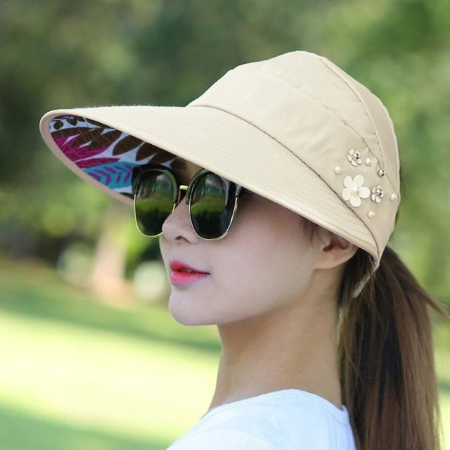 Women Summer Casual Going Out Ultraviolet-proof Korean Style Folded Sun Block Hat Breathable And Light — Khaki