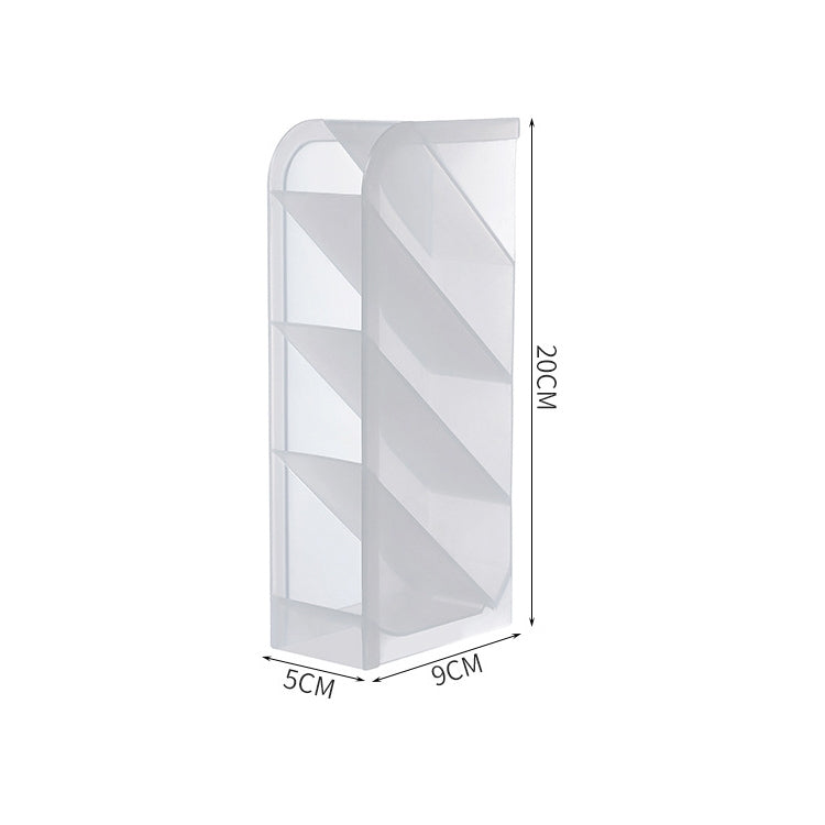 2 PCS Multi-function 4 Grid Desktop Pen Holder Office School Storage Case Clear Plastic Box Desk Pencil Organizer