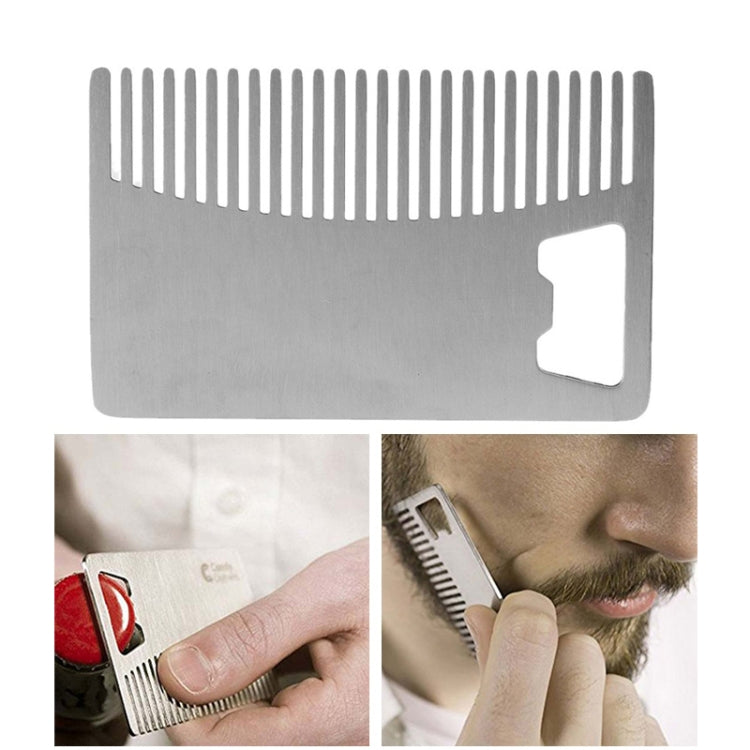 Metal Hair Beard Comb with Bottle Opener Multi-purpose Credit Card Size Tool