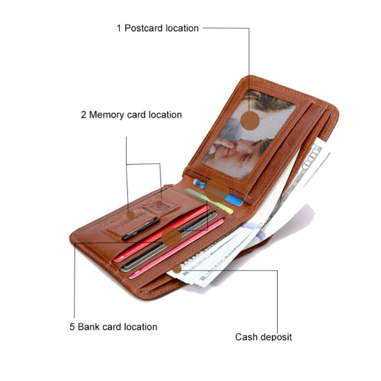 Men Leather Business Wallet Smart Anti-Lost Anti-Theft Wallet — Light Brown