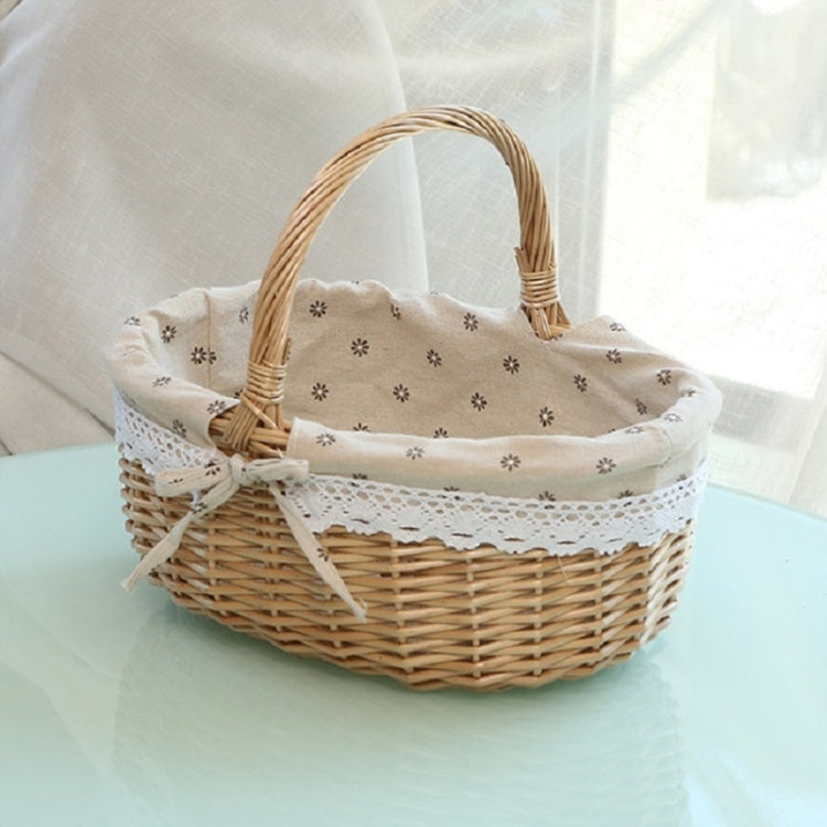 Hand-woven Picnic Basket Sackcloth Rattan Storage Basket — Primary Color Alphabet Cloth