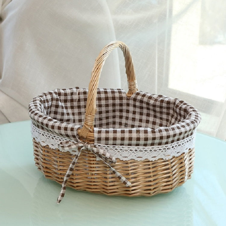 Hand-woven Picnic Basket Sackcloth Rattan Storage Basket — Primary Color Butterfly Cloth
