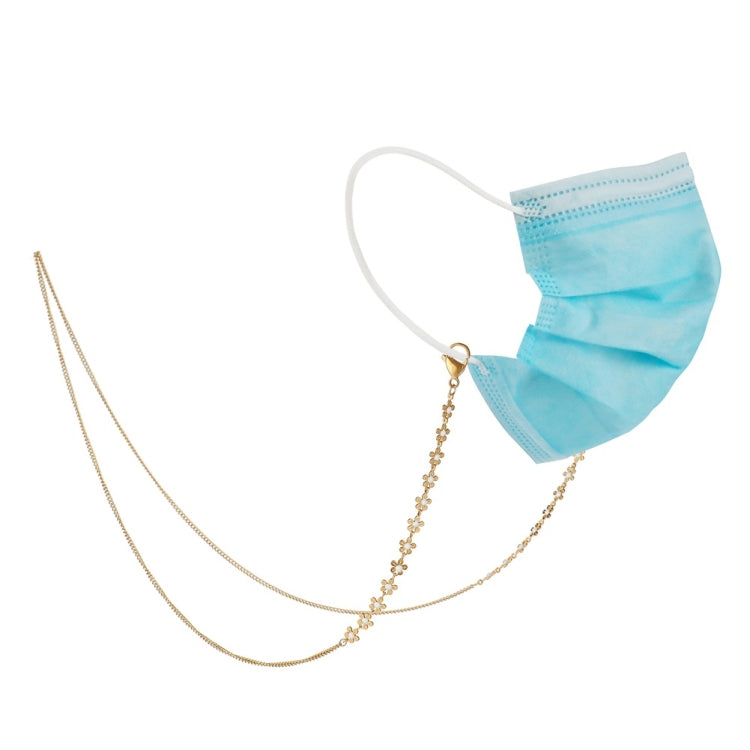 Flower Gold-Plated Stainless Steel Hanging Neck Chain Anti-Lost Mask Lanyard