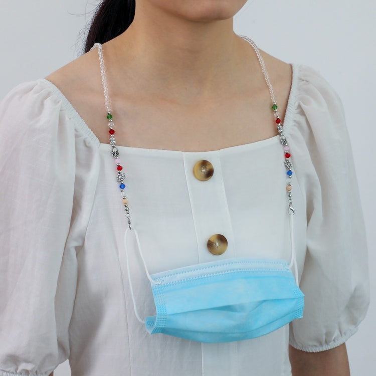 Mask Lanyard Necklace Transparent Faceted Bead Retro Anti-Lost Mask Chain