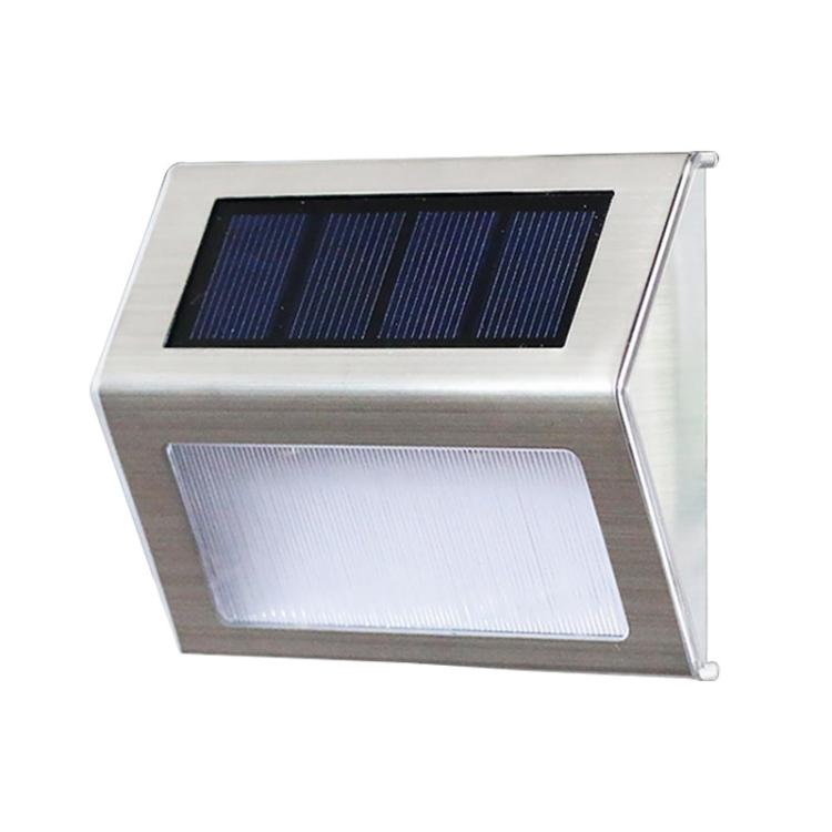 2PCS Solar Stainless Steel 3 LED Stair Wall Lamp Outdoor Garden Fence Light