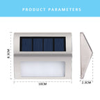 2PCS Solar Stainless Steel 3 LED Stair Wall Lamp Outdoor Garden Fence Light