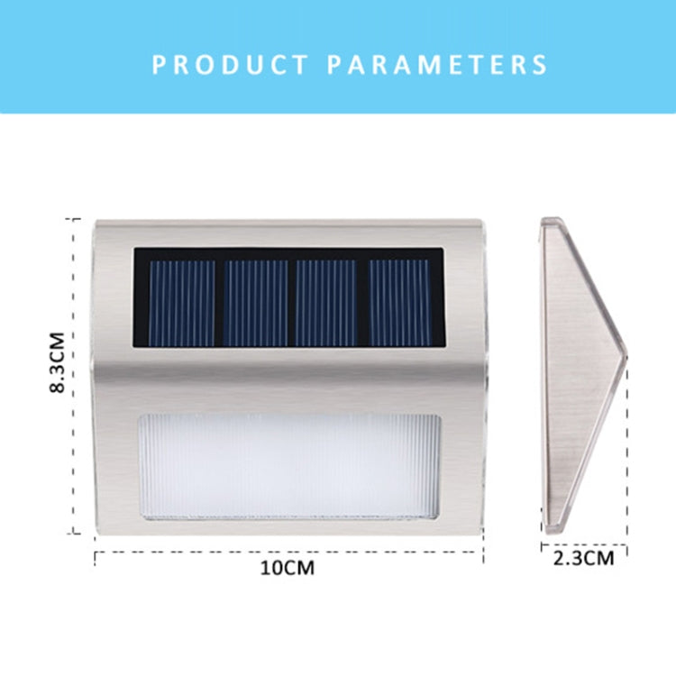 2PCS Solar Stainless Steel 3 LED Stair Wall Lamp Outdoor Garden Fence Light