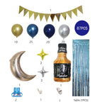 Hanging Flag Whiskey Balloon Chain Set Party Decoration Venue Decoration Props, Blue Balloon Set