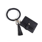 Wrist Ring PU Leather Card Case Key Chain Coin Purse