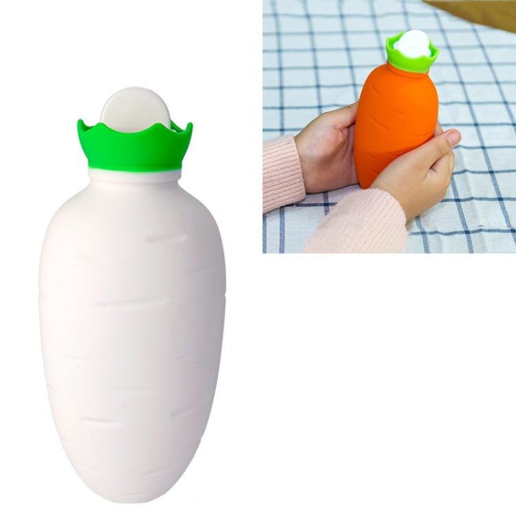 Carrot-Shaped Silicone Water Injection Warm Water Bag Winter Leak-Proof And Explosion-Proof Hand Warmer — White Pink