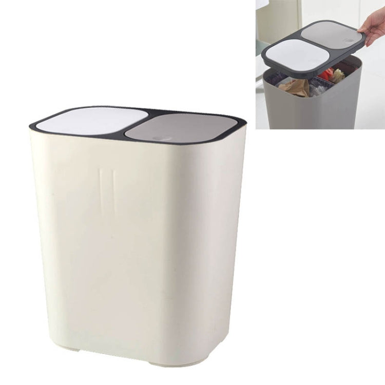 Dry And Wet Classification Press Trash Can Household Kitchen Paper Basket — White