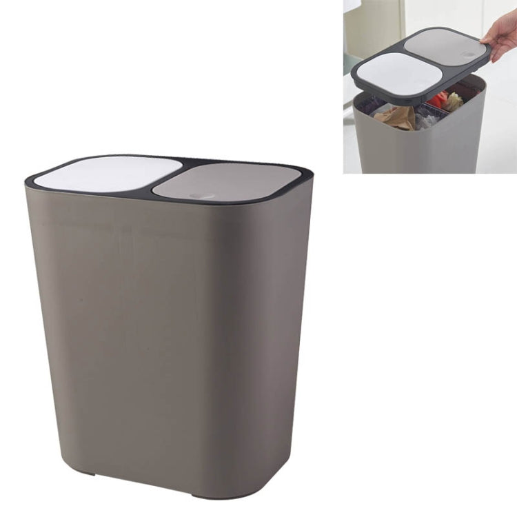 Dry And Wet Classification Press Trash Can Household Kitchen Paper Basket — Gray